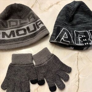 Under Armour Charcoal and Black Winter Set kids